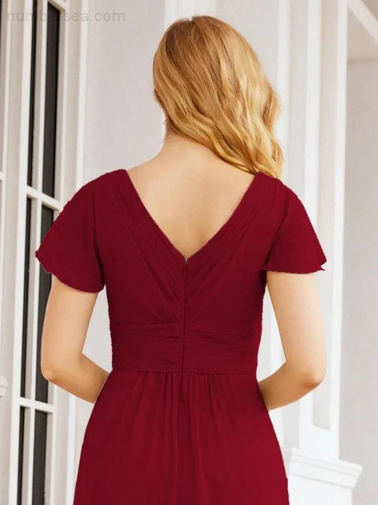 Numbersea Formal Prom Gowns for Mother of The Bride Cap Sleeves Bridesmaid Dress 28047 by numbersea