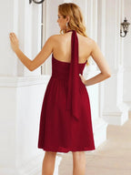 Numbersea Halter Chiffon Bridesmaid Dresses Short Sleeveless Formal Party Dress Open Back 28023 by numbersea