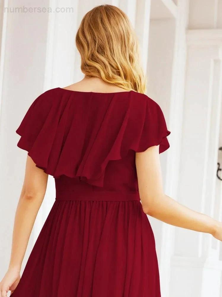 Bridesmaid Dresses with Flutter Sleeves Formal Evening Party Prom Gowns 28044 by numbersea