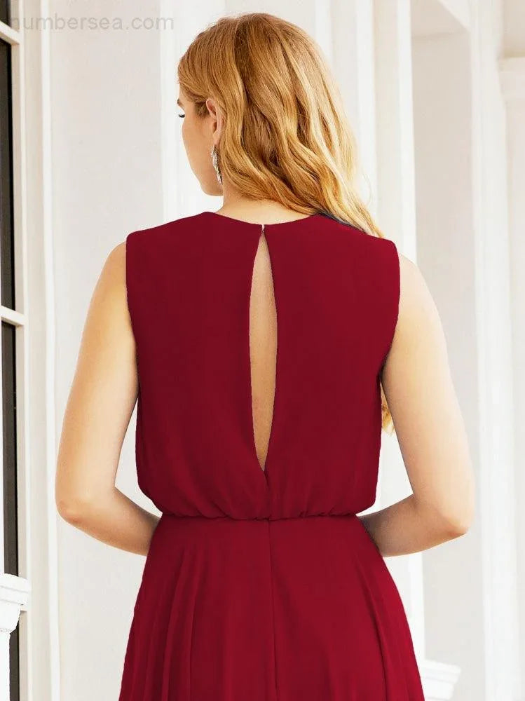 Numbersea Sleeveless Long Bridesmaid Dress A line Formal Evening Prom Gown 28025