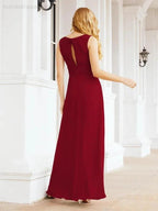 Formal Prom Gown Elegant V-Neck Sleeveless Bridesmaid Dresses for Wedding Party 28037 by numbersea