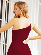 Numbersea Women's One Shoulder Formal Prom Gowns for Mother of The Bride Side Slit Bridesmaid Dresses 28052 by numbersea