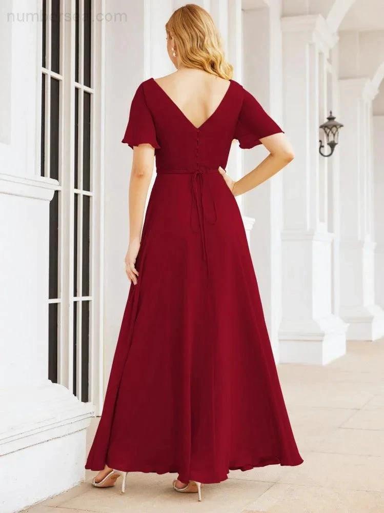 Numbersea Formal Prom Gowns for Mother of The Bride Short Sleeves Bridesmaid Dress 28049 by numbersea