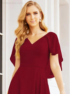 Numbersea Bridesmaid Dresses for Wedding Formal Evening Party Prom Gown with Cape 28050