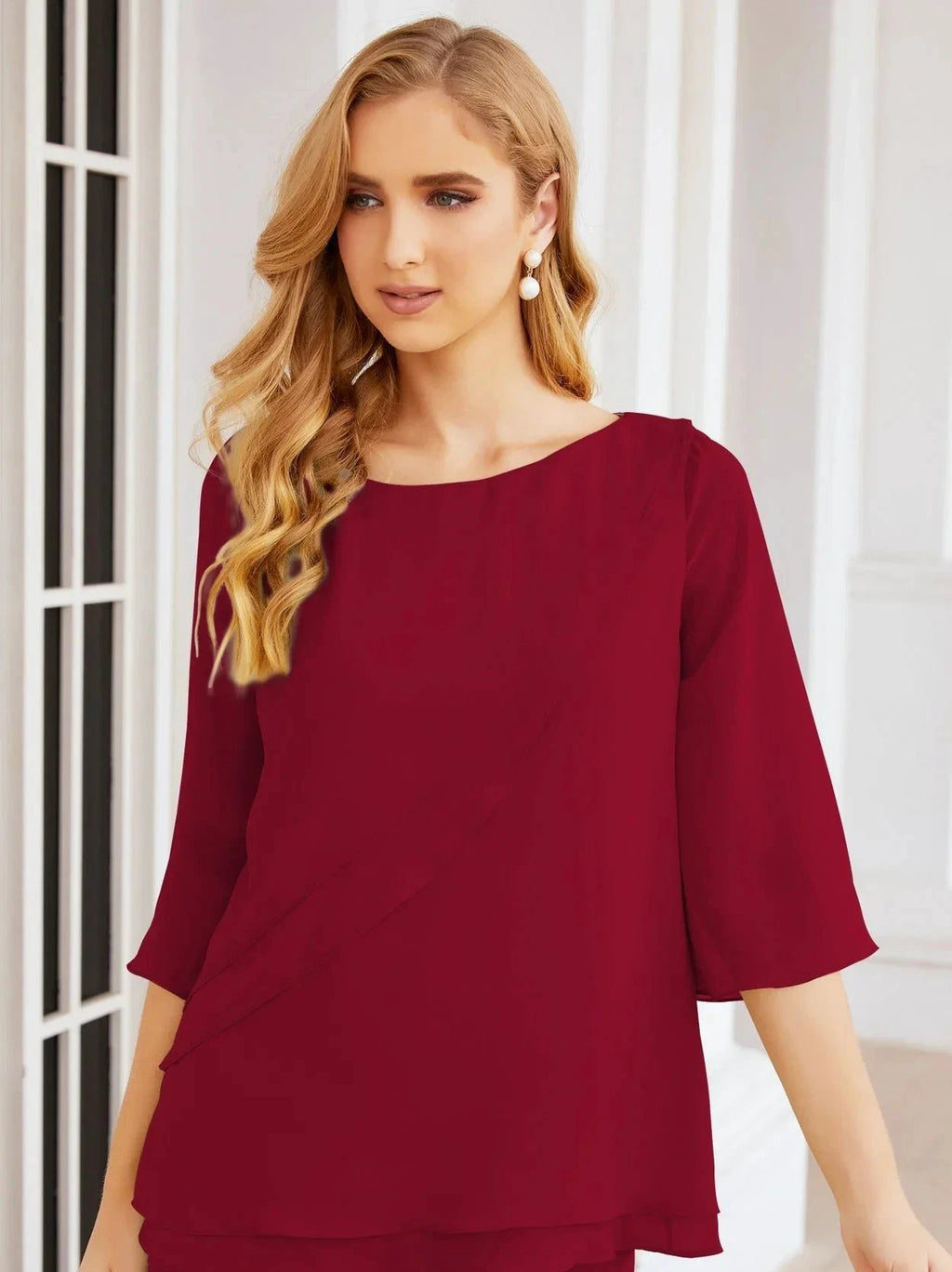 Sunnderly Elegant 2 Piece Mother of The Bride Dress Plus Size Pant Suits Ruffle Layers Sliver Housecoat SY28064 by numbersea