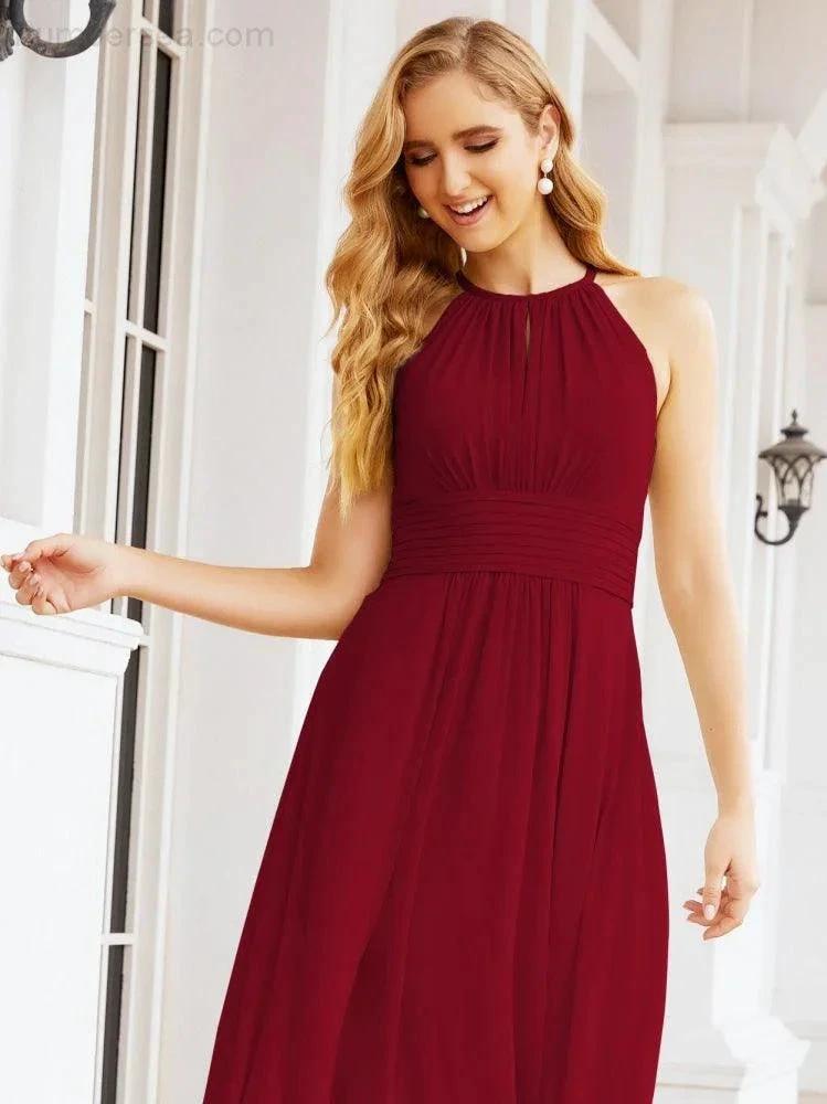 Numbersea Keyhole Bridesmaid Dresses Sleeveless Formal Evening Party Prom Gowns 28043 by numbersea