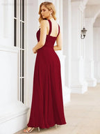 Numbersea Abiti da damigella incrociati con collo all'americana per festa, matrimonio, sera, ballo di fine anno, abiti lunghi da ballo 28053