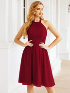 Numbersea Halter Chiffon Bridesmaid Dresses Short Sleeveless Formal Party Dress Open Back 28023 by numbersea