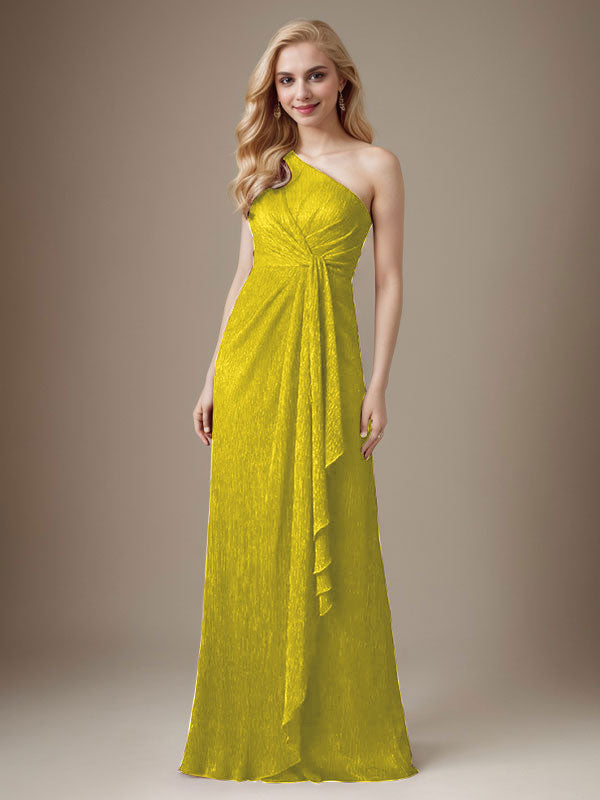 Ruby Sheath One Shoulder Metallic Mesh Dress Mother of the Bride Dress