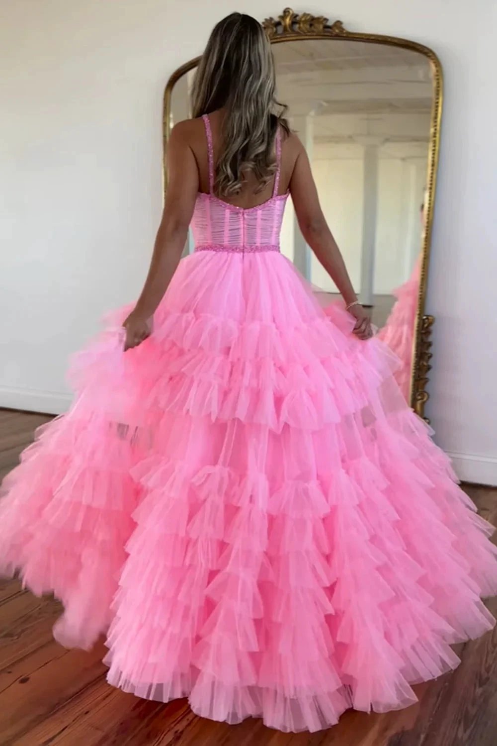 Tiered Ruffle Sweetheart Beaded Long Prom Dress by KissProm