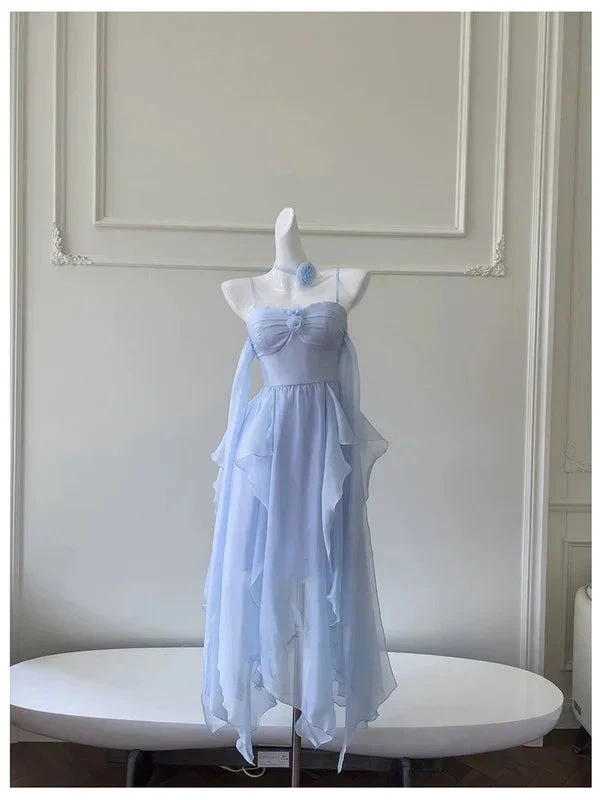 Simple Blue Spaghetti Straps Chiffon Homecoming Dress Party Dress Y8581 by simplepromdress