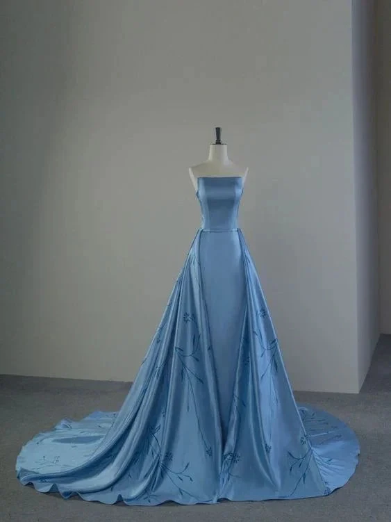 Charming Blue Strapless Prom Dress Blue Evening Dress Y6683 by simplepromdress
