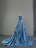 Charming Blue Strapless Prom Dress Blue Evening Dress Y6683 by simplepromdress