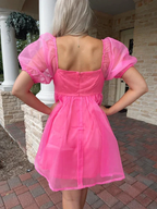 Organza Pink Baby Doll Dress,Pink Birthday Dress Pink Homecoming Dress Y2060 by simplepromdress
