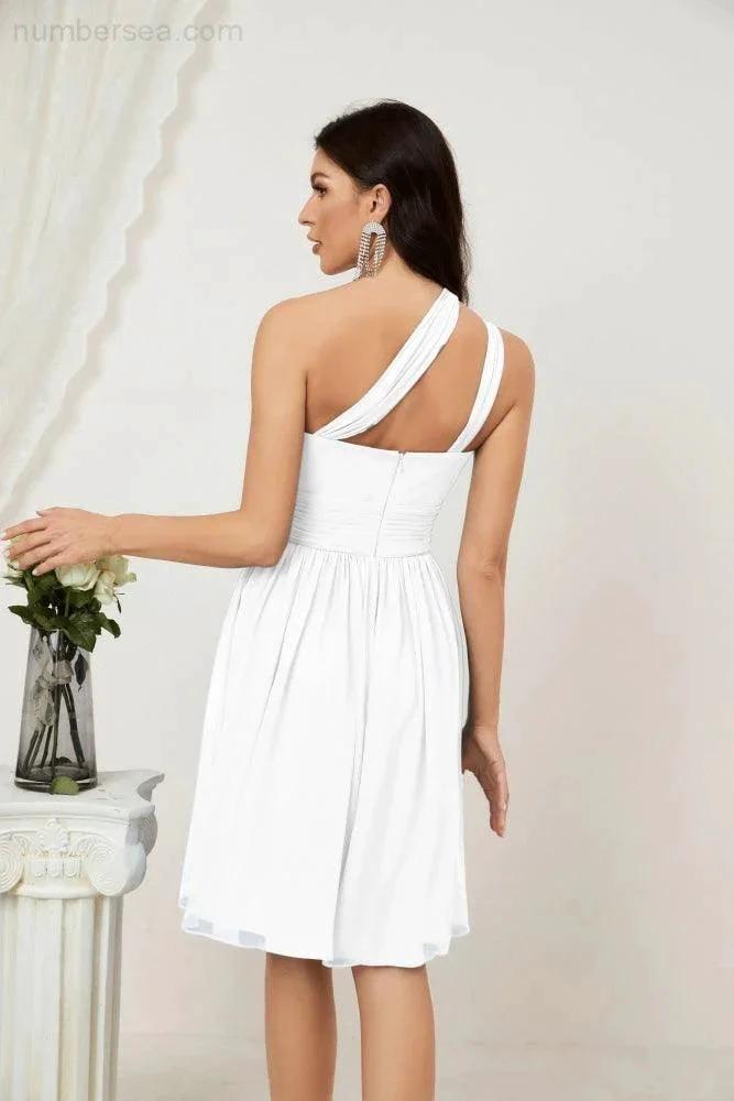Numbersea Women Chiffon Short One Shoulder Bridesmaid Dress Formal Dresses for Party Homecoming 2804 by numbersea