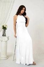 Numbersea Formal Party Gown Dress Chiffon Halter Long Sleeveless Bridesmaid Dresses 2802 by numbersea