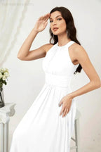 Numbersea Formal Party Gown Dress Chiffon Halter Long Sleeveless Bridesmaid Dresses 2802 by numbersea