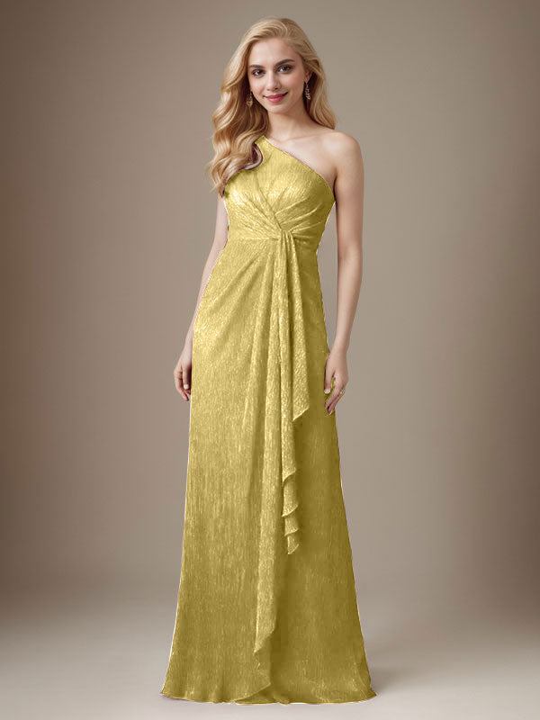 Ruby Sheath One Shoulder Metallic Mesh Dress Mother of the Bride Dress