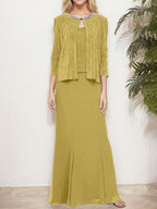 Metallic Mock Two-Piece Gown with Jacket