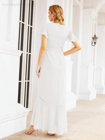 Numbersea Ruffled Bridesmaid Dresses Mermaid Formal Violin Evening Party Prom Gowns 28042