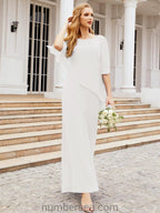 Sunnderly Formal Party Gown Dress Long Mother of The Bride Dresses with Ruffle Cape SY28026 by numbersea
