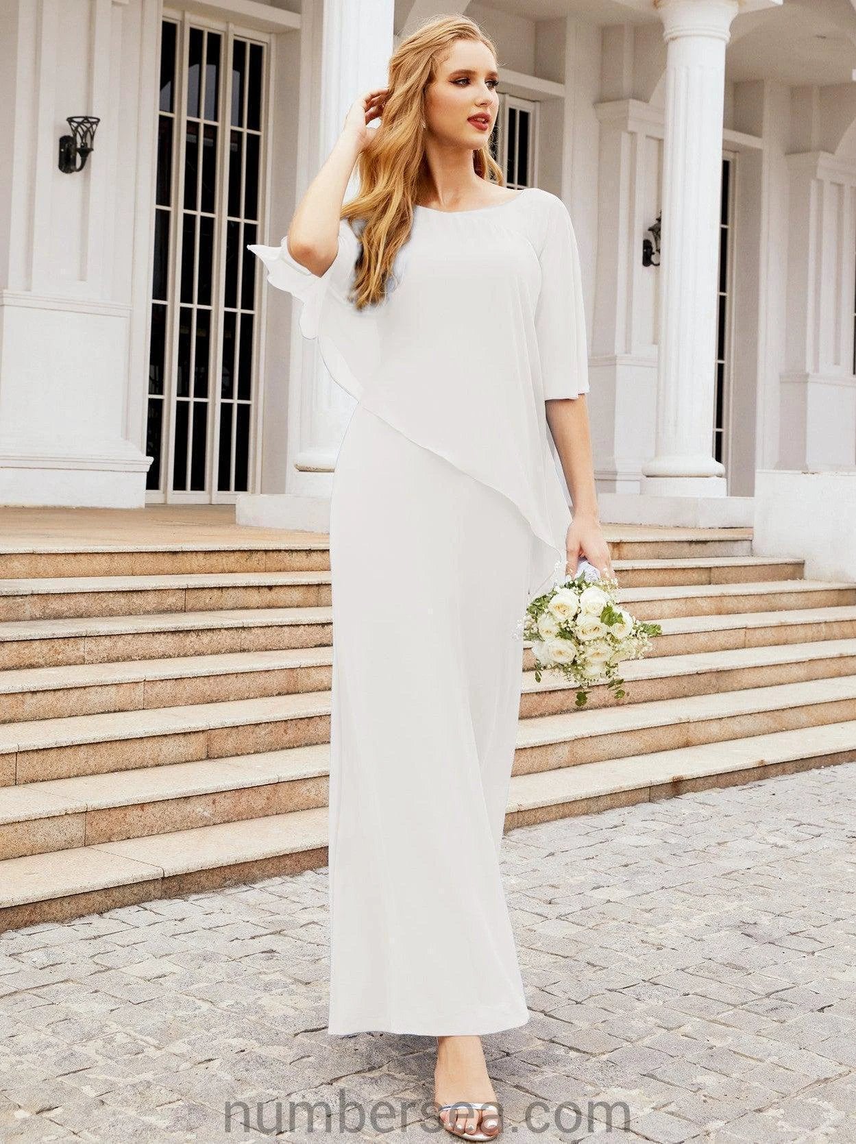 Sunnderly Formal Party Gown Dress Long Mother of The Bride Dresses with Ruffle Cape SY28026 by numbersea