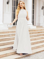Numbersea Halter Bridesmaid Dress Empire Waist Formal Evening Prom Gown for Mother of The Bride 28030 by numbersea