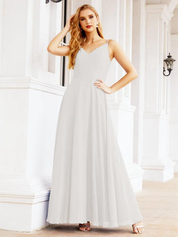 Numbersea Spaghetti Strap Bridesmaid Dresses V Neck Butterfly Back Fromal Evening Party Prom Gown 28036