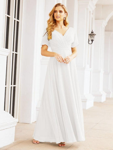 Numbersea Formal Prom Gowns for Mother of The Bride Short Sleeves Bridesmaid Dress 28049