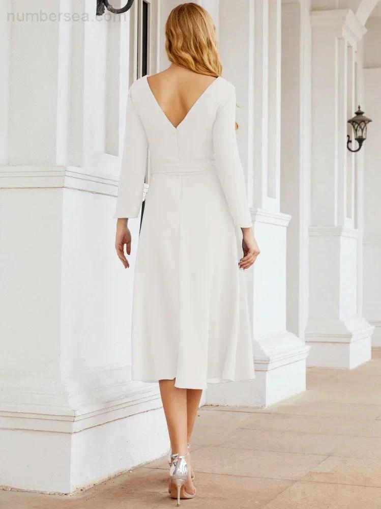 Bridesmaid Dress V-Back Waist Belt Mother of the Bride Wedding Guest SY28031 by numbersea