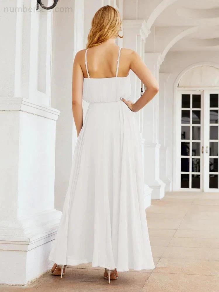 Numbersea Halter Long Bridesmaid Dresses Formal A line Juniors Dress 28029 by numbersea