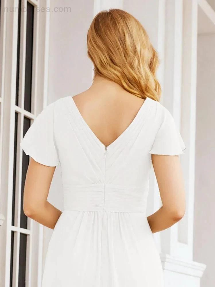 Numbersea Formal Prom Gowns for Mother of The Bride Cap Sleeves Bridesmaid Dress 28047 by numbersea