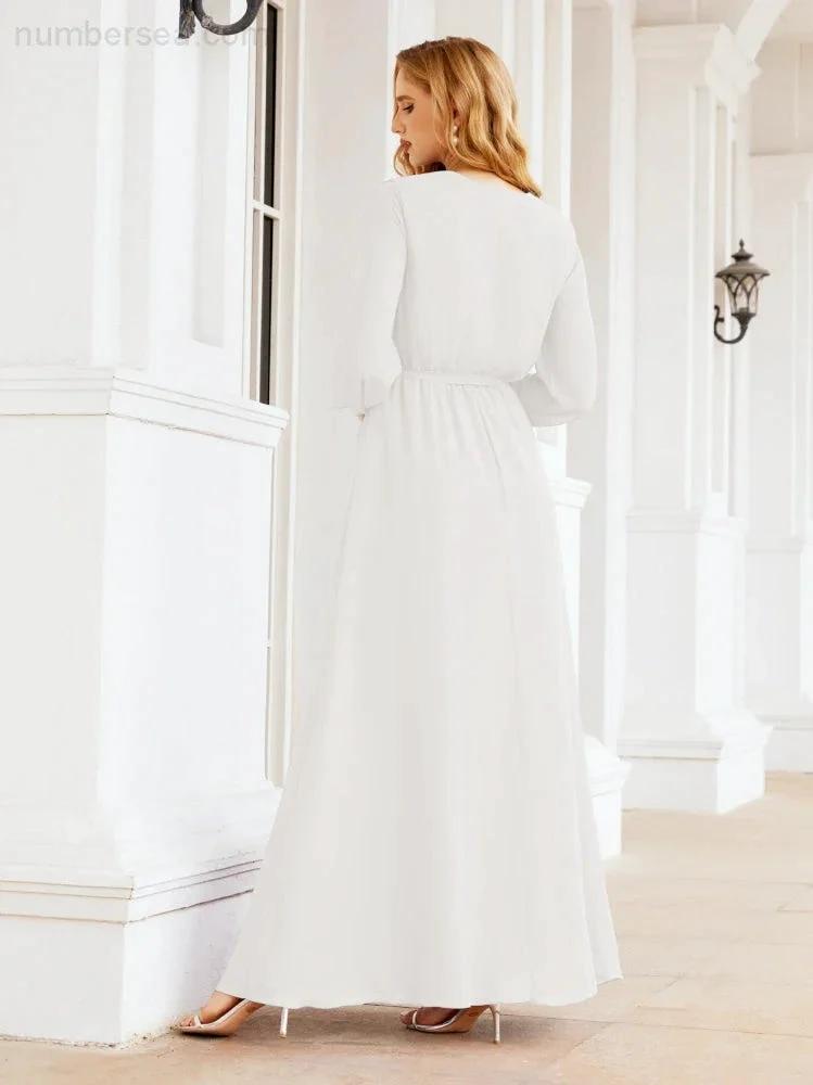 Sunnderly Women's Chiffon Bridesmaid Dress A line Long Sleeves Formal Evening Prom Gown for Wedding Guest SY28032 by numbersea