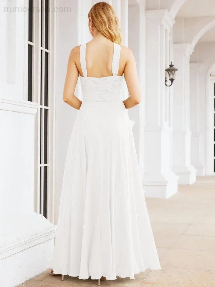 Numbersea Abiti da damigella incrociati con collo all'americana per festa, matrimonio, sera, ballo di fine anno, abiti lunghi da ballo 28053