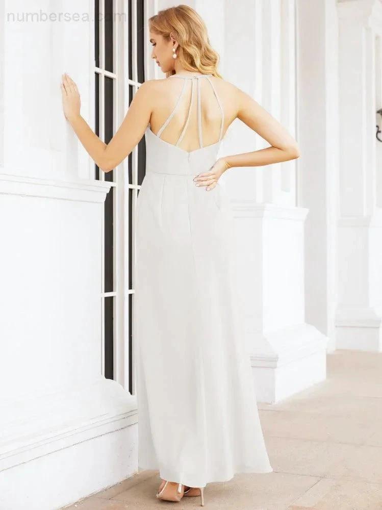 Numbersea Spaghetti Strap Bridesmaid Dresses V-Neck Long A-Line Formal Prom Gowns 28063 by numbersea