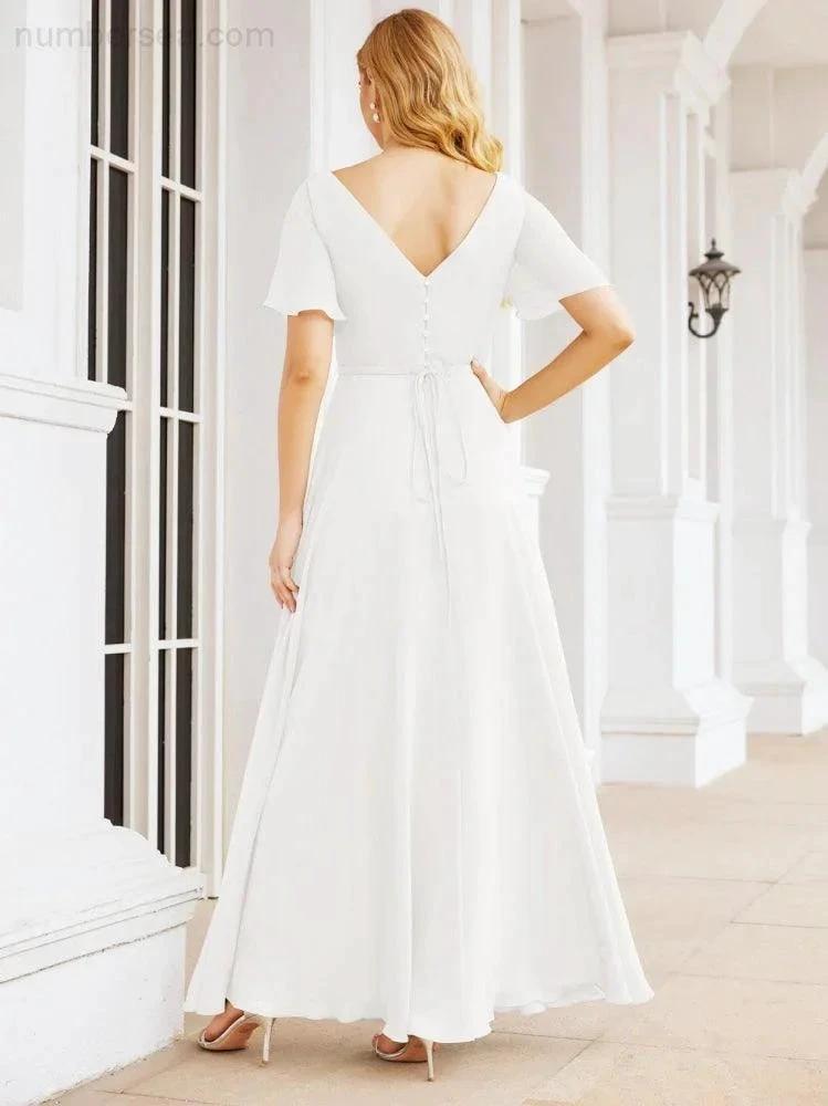 Numbersea Formal Prom Gowns for Mother of The Bride Short Sleeves Bridesmaid Dress 28049 by numbersea