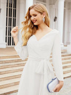 Bridesmaid Dress V-Back Waist Belt Mother of the Bride Wedding Guest SY28031 by numbersea