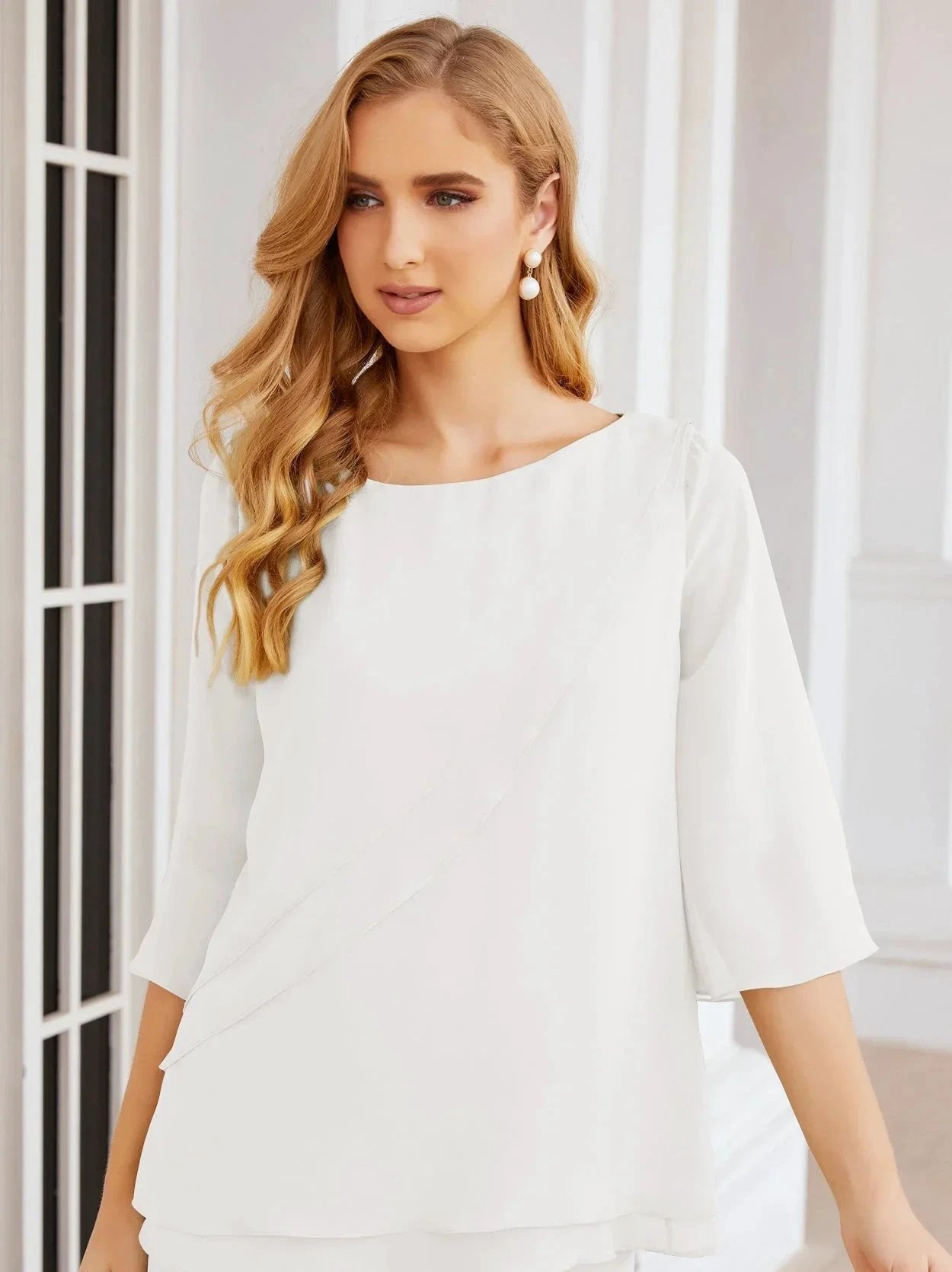 Sunnderly Elegant 2 Piece Mother of The Bride Dress Plus Size Pant Suits Ruffle Layers Sliver Housecoat SY28064 by numbersea
