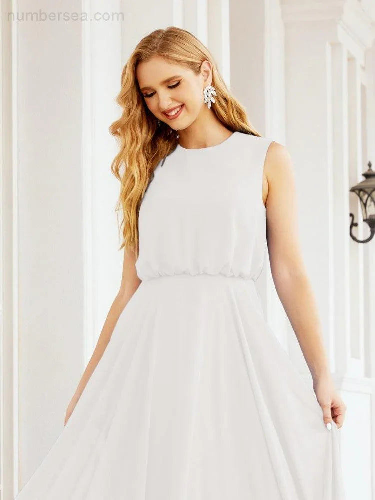 Numbersea Sleeveless Long Bridesmaid Dress A line Formal Evening Prom Gown 28025