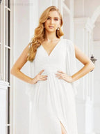 Numbersea Bridesmaid Dresses with Split for Wedding Party Flutter Sleeves 28045 by numbersea