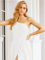 Numbersea Women's One Shoulder Formal Prom Gowns for Mother of The Bride Side Slit Bridesmaid Dresses 28052 by numbersea