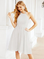 Numbersea Halter Chiffon Bridesmaid Dresses Short Sleeveless Formal Party Dress Open Back 28023 by numbersea