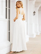 Numbersea Abiti da damigella incrociati con collo all'americana per festa, matrimonio, sera, ballo di fine anno, abiti lunghi da ballo 28053