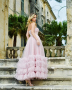 Sutton |A-line Corset Strapless Tulle Prom Dress with Ruffles by KissProm