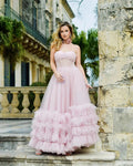 Sutton |A-line Corset Strapless Tulle Prom Dress with Ruffles by KissProm