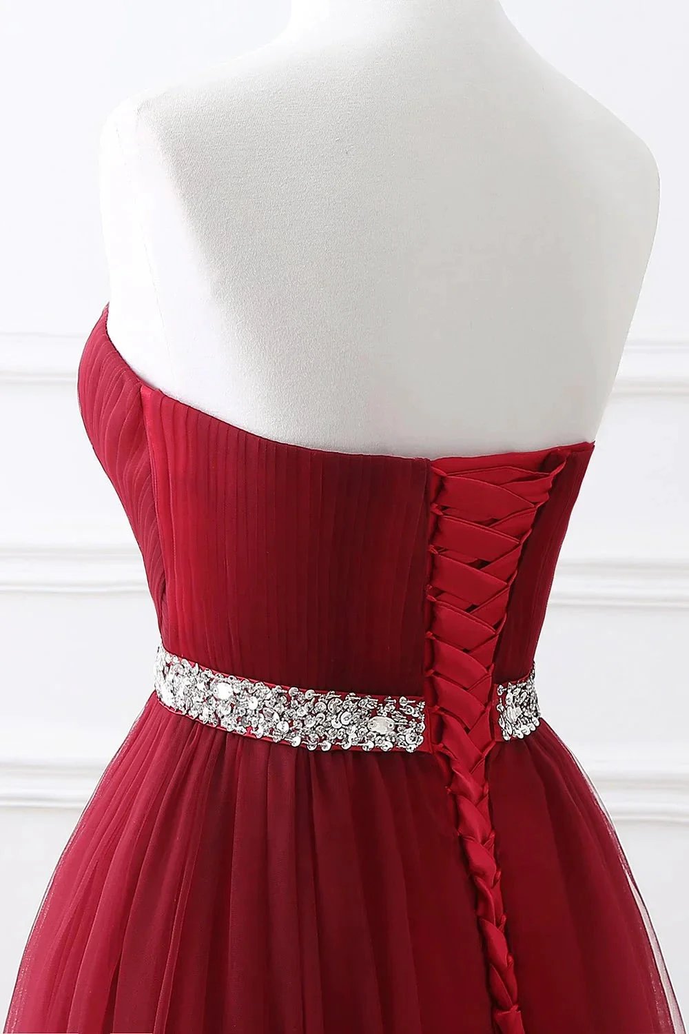 Ravishing Ruby Sweetheart Gown for an Elegant Evening by BIZTUNNEL