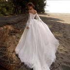 Off The Shoulder Wedding Dress Lace Applique Sweetheart Bridal Gown Puff Long Sleeves свадебное платье Vestido De Novia by payinti