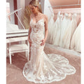 Spaghetti Straps Mermaid Wedding Dresses Champagne Bride Dress