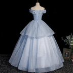 Blue tulle lace long ball gown dress formal dresses Y4208 by simplepromdress