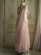 Pretty Pink Chiffon Sweetheart Spaghetti Straps Long Prom Evening Dress With Pearls Y8290 by simplepromdress